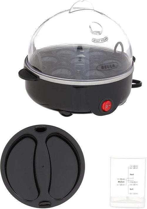 BELLA Egg Cooker - Rapid Boiler & Poacher for Family Meals | Cook Up to 7 Large Eggs, Black