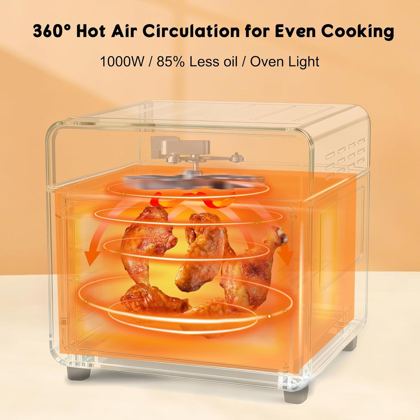 Skiennix 10QT Air Fryer Toaster Oven Combo - 5-in-1 Cooking Functions | 3-Layer Design with Visible Window