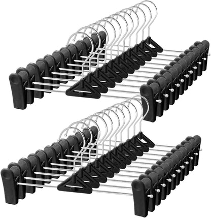 Northern Brothers Pants Hangers with Clips - 30 Pack Black | Space-Saving, Non-Slip Design for Jeans, Shorts, Skirts