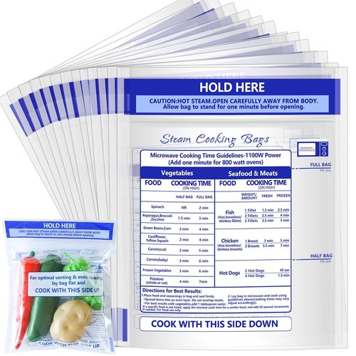 100 Pcs Microwave Steamer Bags 7.9 X 8.6 Inch Zipper Steam Cooking Bags Reusable Microwave Cooking Bag for Vegetables Potatoes and Meat (100)