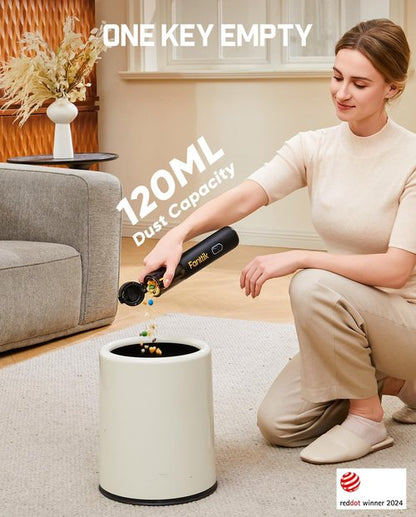 Fanttik V8 Mate Cordless Car Vacuum - Powerful 13000pa Suction, Portable Handheld Design | Black