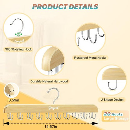 Gomyrod Bra Hanger - Space-Saving 2-Pack with 20 Hooks | Holds 40 Bras, 360° Rotating Design