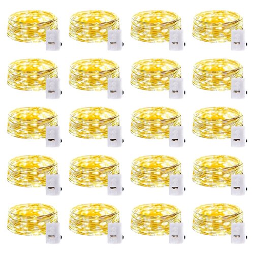 20 Pack LED Fairy Lights Battery Operated,3 Features Blinking Slowly Blinking & just on 7FT 20 LED Waterproof Mini Twinkle String Lights for Wedding Mason Jars Party Christmas Decorations(Warm White)