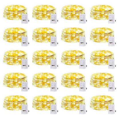 20 Pack LED Fairy Lights Battery Operated,3 Features Blinking Slowly Blinking & just on 7FT 20 LED Waterproof Mini Twinkle String Lights for Wedding Mason Jars Party Christmas Decorations(Warm White)