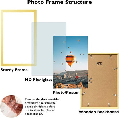 JCJMY 13x22 Gold Picture Frame - Versatile Horizontal & Vertical Wall Hanging for Photos & Posters