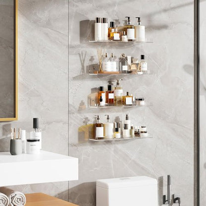 Dooiclear Floating Wall Shelves - 15" Clear Acrylic Display Shelves for Home & Office Decor