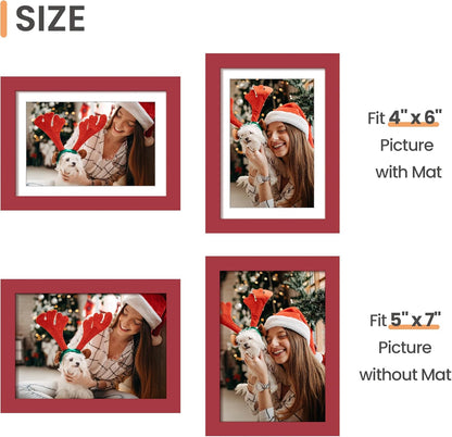 Upsimples 5x7 Picture Frame - Versatile Display for 4x6 Photos with Mat | Red, 1 Pack