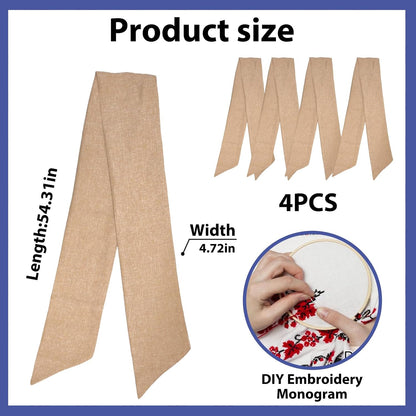 Skiennix Christmas Wreath Sash - Natural Cotton Decor for Front Door | 4 Pcs Set for Holidays