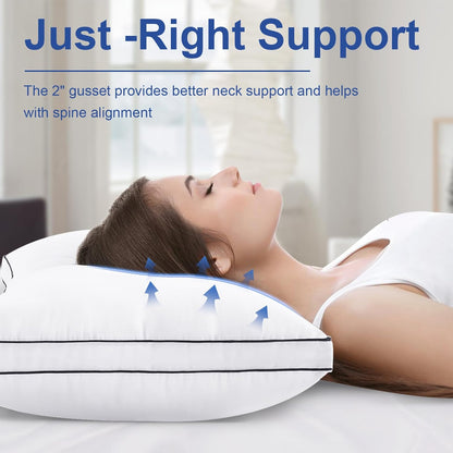 Skiennix Premium Queen Size Pillows Set of 2 - Fluffy 7D Down Alternative for Ultimate Comfort