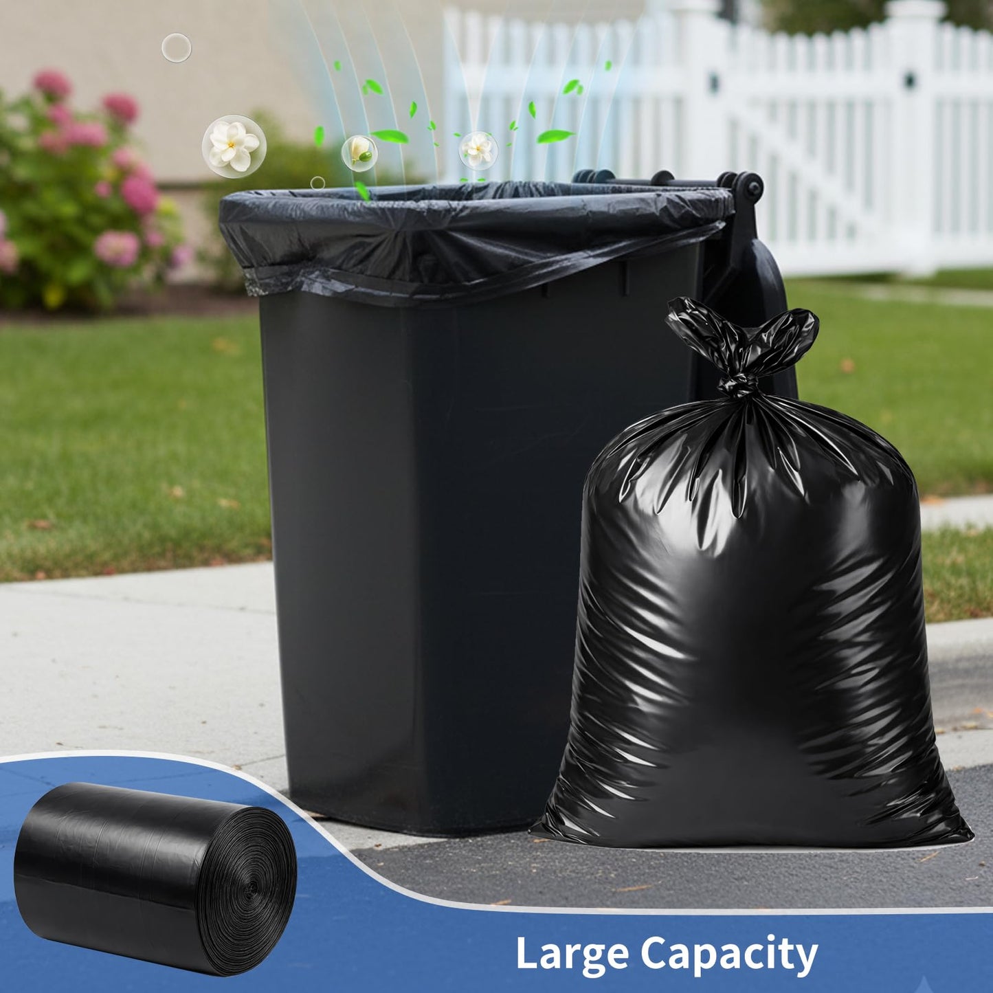 SurpOxyLoce 33 Gallon Multipurpose Tear-Resistant Trash Bags,Heavy Duty,Tastless and Black Garbage Bags(30 Count,80x100cm)