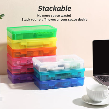 Novelinks Plastic Storage Bins - Mini Clear Organizing Containers with Lids | 9 Pack Medium Size