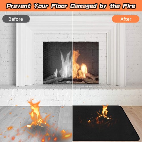 Hearth Rugs Fireproof, Fireplace Rug, Fireplace Mat, Fireplace Rugs Fire Resistant, 48" x28”, Heated Floor Mat for Outdoor BBQ Grills, Fire Pits, Smokers, Woodstoves