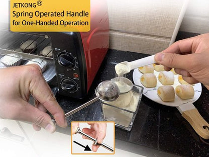 JETKONG Powdered Sugar Shaker - 18/8 Stainless Steel Duster for Flour, Sugar & Spices