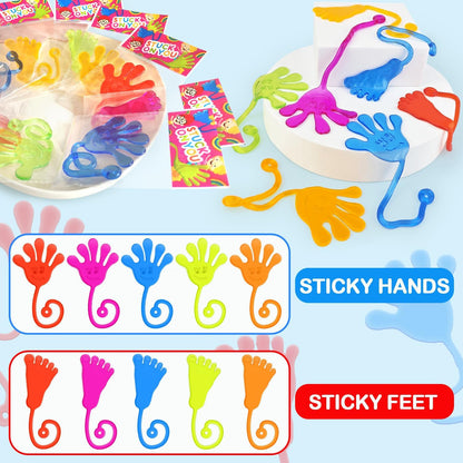 Skiennix Bulk Party Favors - 200 PCS Goody Bag Stuffers with Sticky Hands & Feet | Non-Candy Treats for Kids