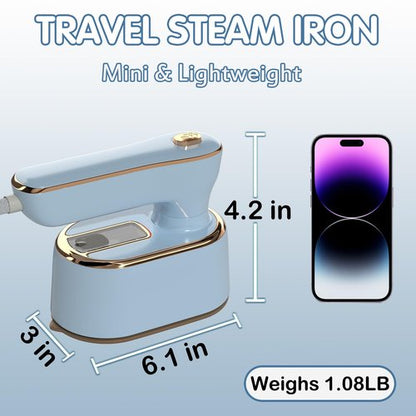 Travel Steamer Iron for Clothes Mini - Portable Ironing Machine Travel Small Size Portable Steamer Travel College Dorm Home Essentials (SkyBlue)