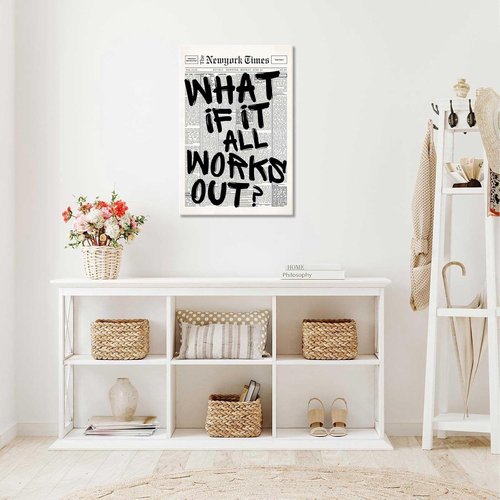 Drimiler Retro Black And White Newspaper Poster - Positive Affirming Quote Canvas Wall Art | 12x16in Framed Decor