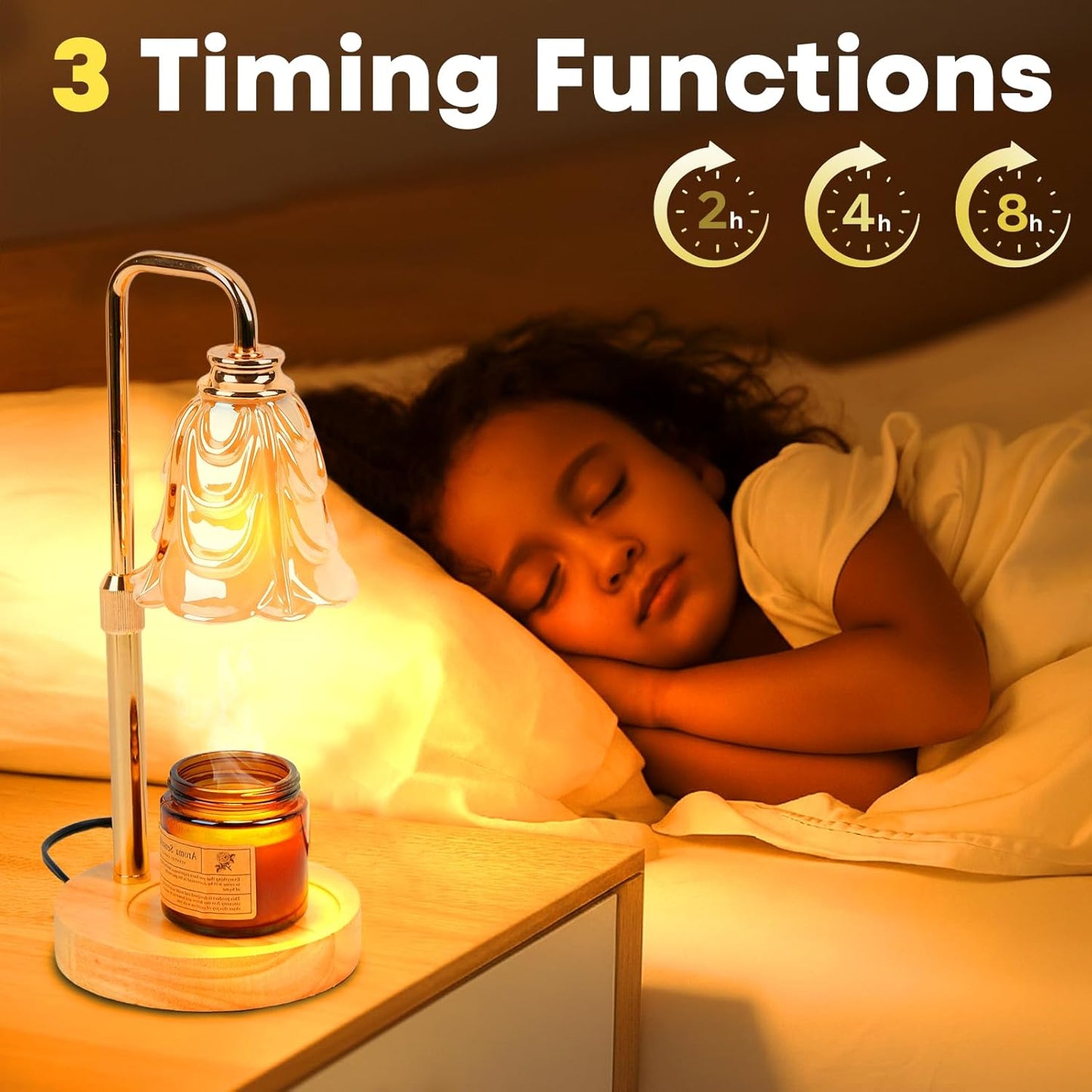 Skiennix Candle Warmer Lamp - Electric Wax Warmer with Timer & 5 Brightness Settings | Adjustable Height Home Decor Gift
