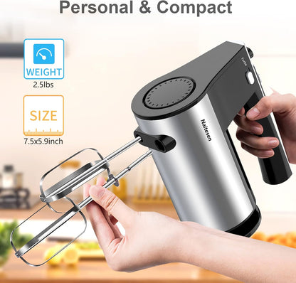 Skiennix 600W Electric Hand Mixer - 10 Speed Powerful Kitchen Mixer with Turbo | Lightweight, Includes Beaters & Dough Hooks