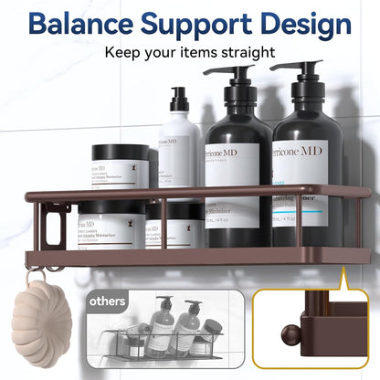 YASONIC Shower Caddy - No Drill Bathroom Organizer with Removable Hooks | Rust-Proof Wall-Mounted Shelves, 2 Pack Bronze