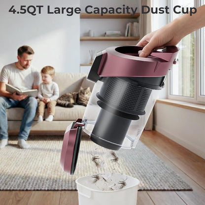Skiennix Canister Vacuum Cleaner - 1600W Bagless Design with 45Kpa Suction Power | 4Qt Dust Cup, 5 Tools, Lightweight for Home & Pets - Red