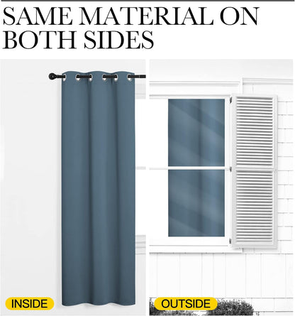 NICETOWN Smoky Blue Blackout Curtains - Thermal Insulated Drapes for Small Windows | 63" Length, 34" Wide, 2 Panels