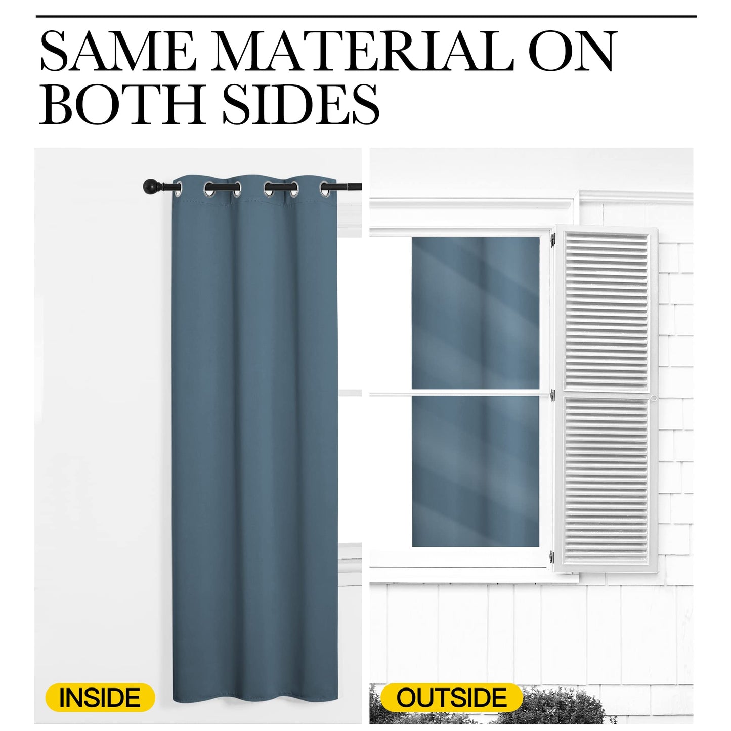 NICETOWN Smoky Blue Blackout Curtains 63 inches Length for Kitchen, 2 Panels, 34" Wide, Thermal Insulated Decoration Drapes for Small Window