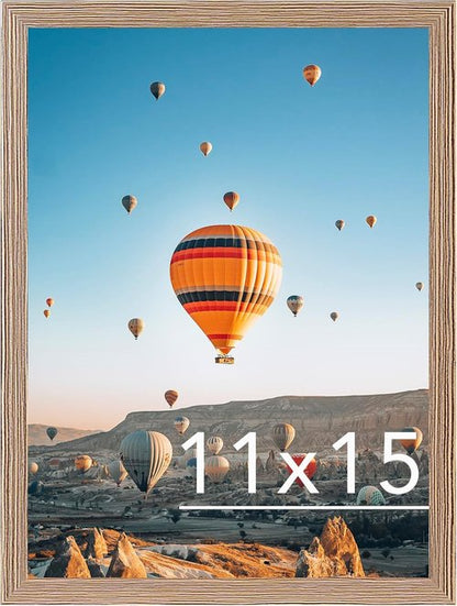 JCJMY 11x15 Picture Frame - Rustic Brown Wall Hanging Frame with Shatter-Resistant Plexiglass