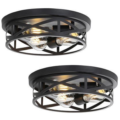 piano7797 13 inch Black Flush Mount Ceiling Light Fixtures,3-Light Modern Hallway Light Fixtures Ceiling, Black Light Fixture Ceiling Mount for Farmhouse,Kitchen, Bedroom 2 Pack