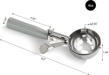 New Star Foodservice Commercial-Grade Ice Cream Scoop - 4 Oz Thumb Press, 18/8 Stainless Steel, Grey