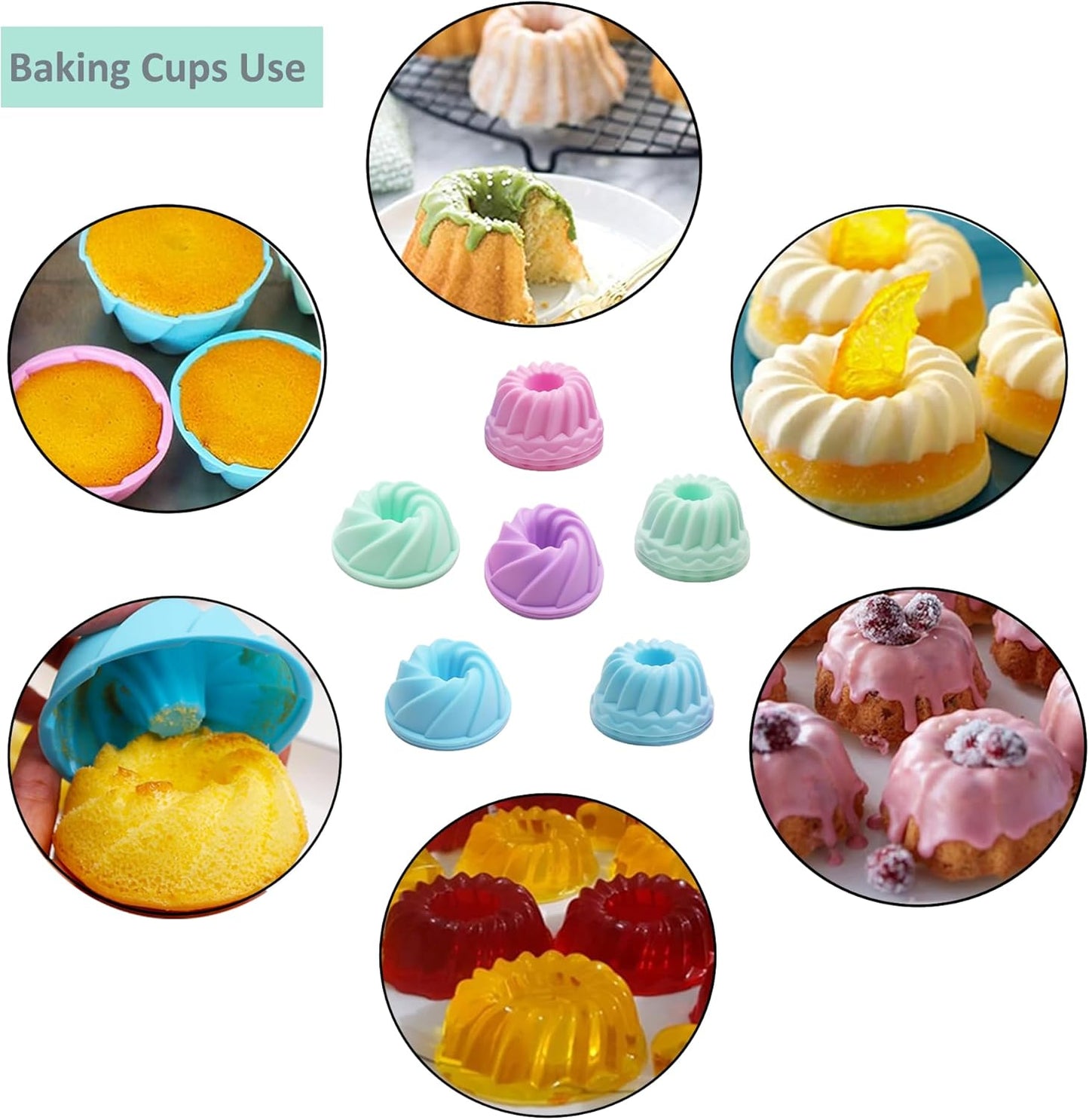 Tongjude Silicone Baking Pans Set - 54 Non-Stick Cake Molds, Loaf & Muffin Pans with Measuring Cups | Grey