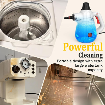 Steam Cleaner, Deep Cleaning Multi-Surface Handheld Steam Cleaner with Steam Lock Button & 16 PCS Accessories, 100% Natural Portable Steamer for Cleaning Home Car Bathroom Kitchen Grout Tile Window
