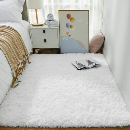 Ophanie White Shag Area Rug - Fluffy 4x6 Soft Plush Carpet for Bedroom & Nursery Decor