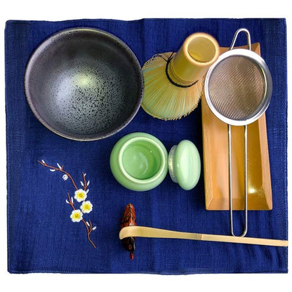 Artcome Traditional Japanese Matcha Tea Set, Matcha Whisk, Traditional Scoop, Matcha Bowl & Caddy, Ceramic Whisk Holder, Handmade Matcha Ceremony Kit (9Pcs)