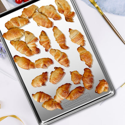 Skiennix Baking Sheet Pan Set - Commercial Quality Stainless Steel Cookie Sheets | Nonstick & Warp Resistant (2 Pack, 18x13 Inch)
