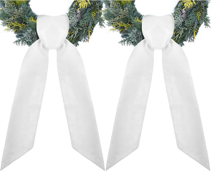 RunNico White Wreath Sash - 2 Pack, 3.3" W x 52.8" L | Perfect for Easter, Weddings, and Holiday Decor