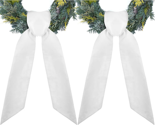 RunNico White Wreath Sash - 2 Pack, 3.3" W x 52.8" L | Perfect for Easter, Weddings, and Holiday Decor