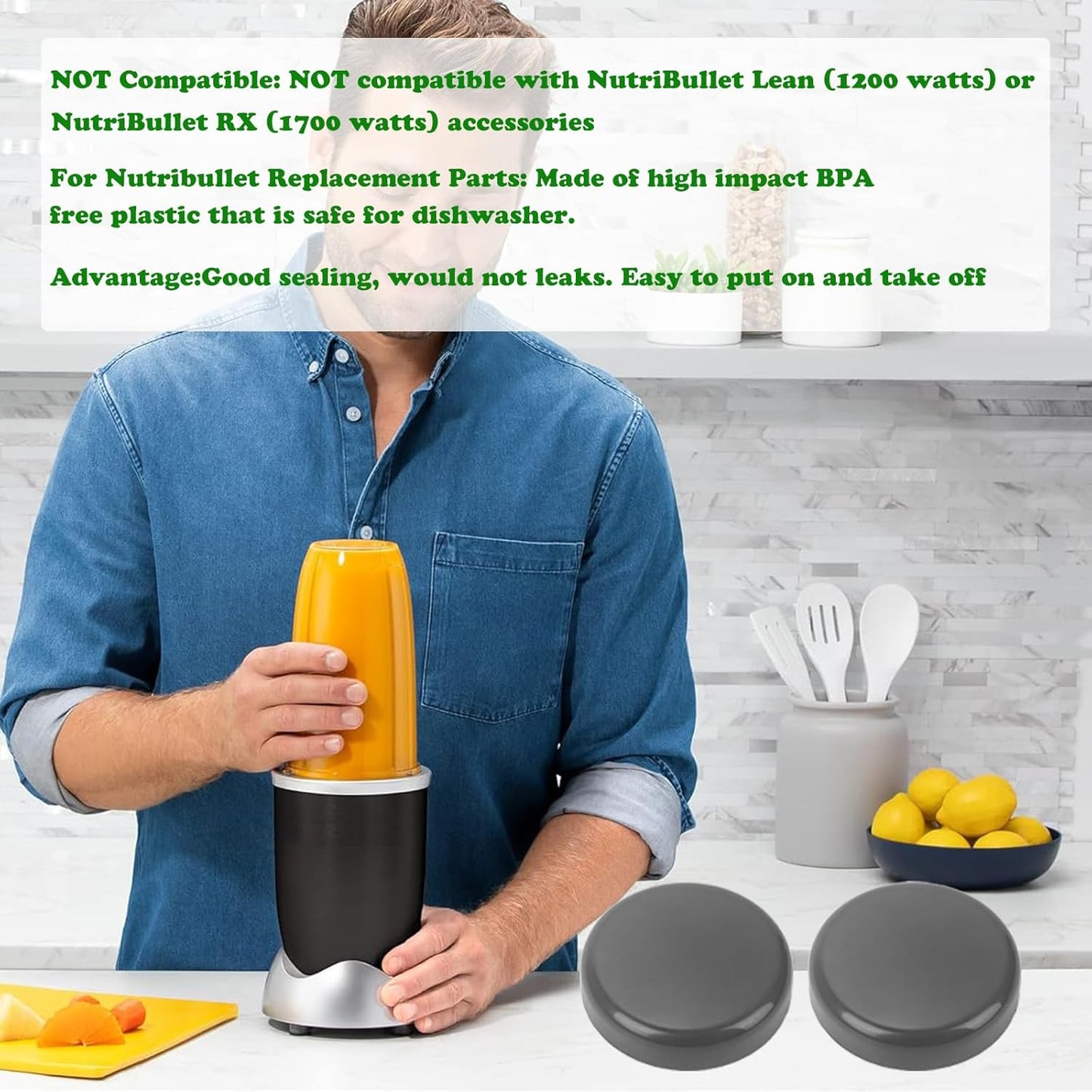 Nutribullet Replacement Lids - 4PCS BPA-Free Resealable Blender Cup Lids for 600W & 900W