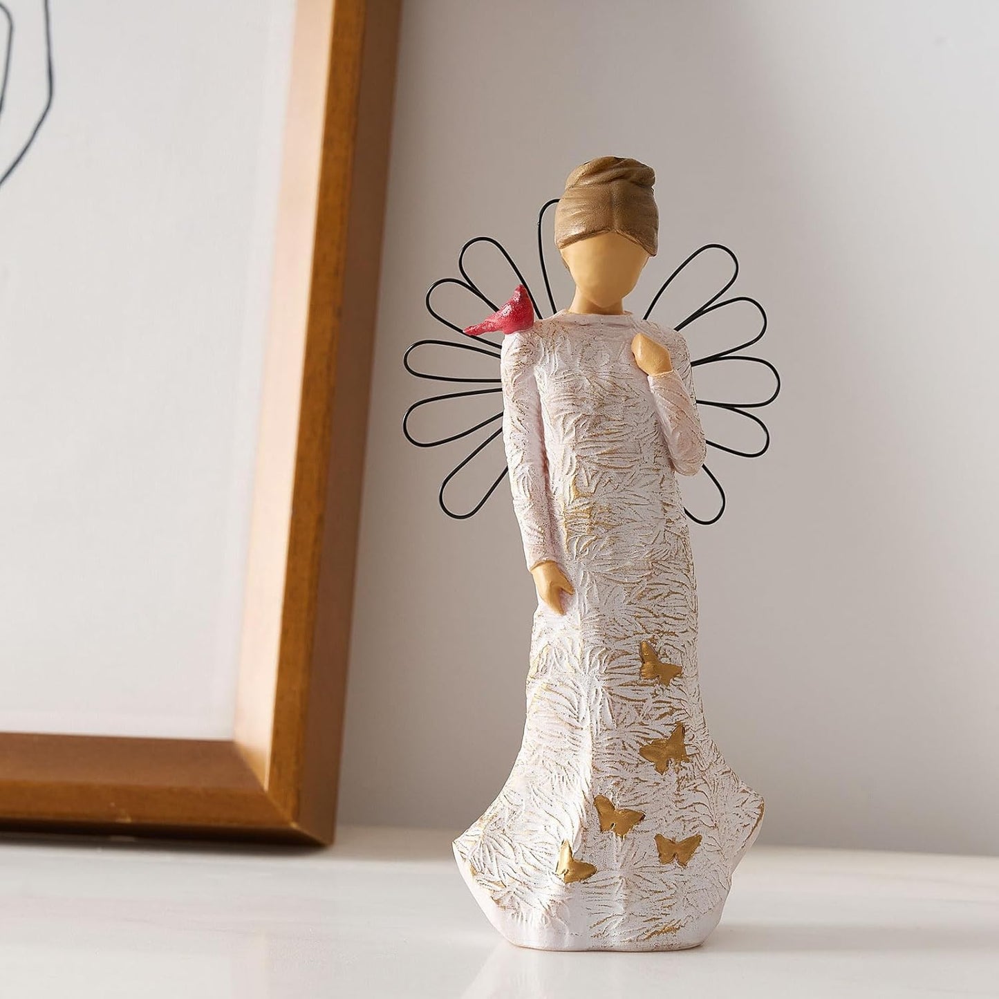 NAN ZAI NAN FANG Sympathy Angel Figurines - Hand-Painted Resin Statues for Loss & Bereavement Gifts