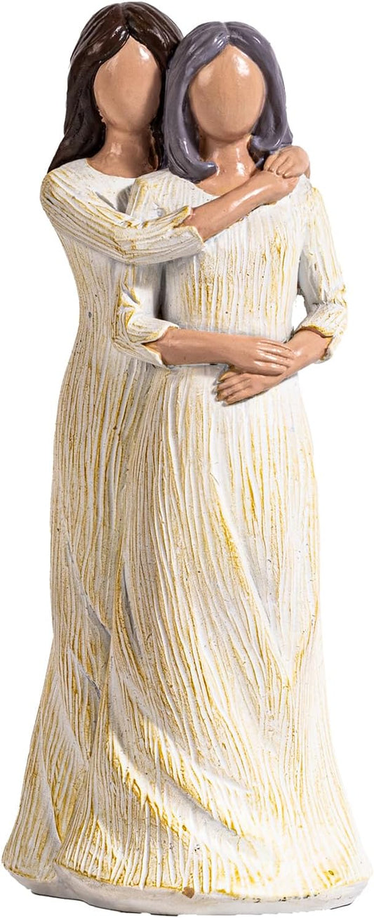 BUTILIVEEN Hugging Mom Daughter Figurines - Hand-Painted Resin Statue | Perfect Gift for Mother's Day, Christmas, Birthdays - 8 Inch