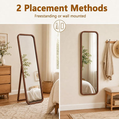Anwick Walnut 63-Inch Full Length Floor Mirror - Standing Wood Framed
