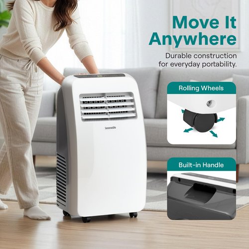 SereneLife 3-in-1 Portable Air Conditioner with Built-in Dehumidifier Function,Fan Mode, Remote Control, Complete Window Mount Exhaust Kit