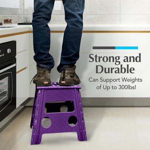 Handy Laundry Folding Step Stool - 13 Inch Sturdy Plastic, Non-Slip & Portable for Adults & Kids - Purple
