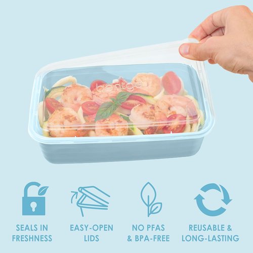 Bentgo Prep - 20-Piece Reusable Meal Prep Containers | Durable, BPA-Free, Microwave & Dishwasher Safe (Sky)