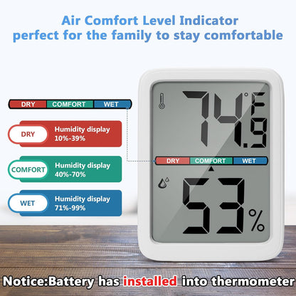 Skiennix Digital Thermometer | High Accuracy Hygrometer with Large LCD Screen - Ideal for Home & Office