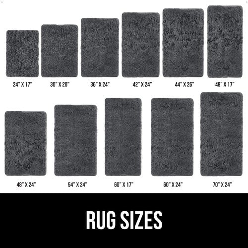 GORILLA GRIP Bath Rug Mat 54x24, Soft Absorbent Chenille, Quick Dry Microfiber Mats, Rubber Backing Washable Shower Floor Rugs, Bathmat Runner, US Designed Bathroom Home Decor Accessories Charcoal