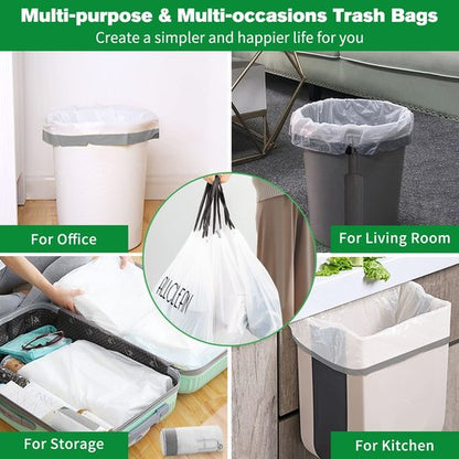 4 Gallon Trash Bags, 90 Counts Ultra Durable Heavy Duty Drawstring Garbage Bags, Thick Tear-Resistant Unscented Recyclable Small Trash Can Liners for Bathroom, Toilet, Kitchen, Office, Bedroom