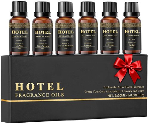 Hotel Diffuser Oil Set - Inspired by My Way, Baccarat, Westin White Tea, Santal, 24k Magic, Ritz-Carlton Hotel Scent Essential Oil Set Large Capacity, 20ml - (Pack of 6)