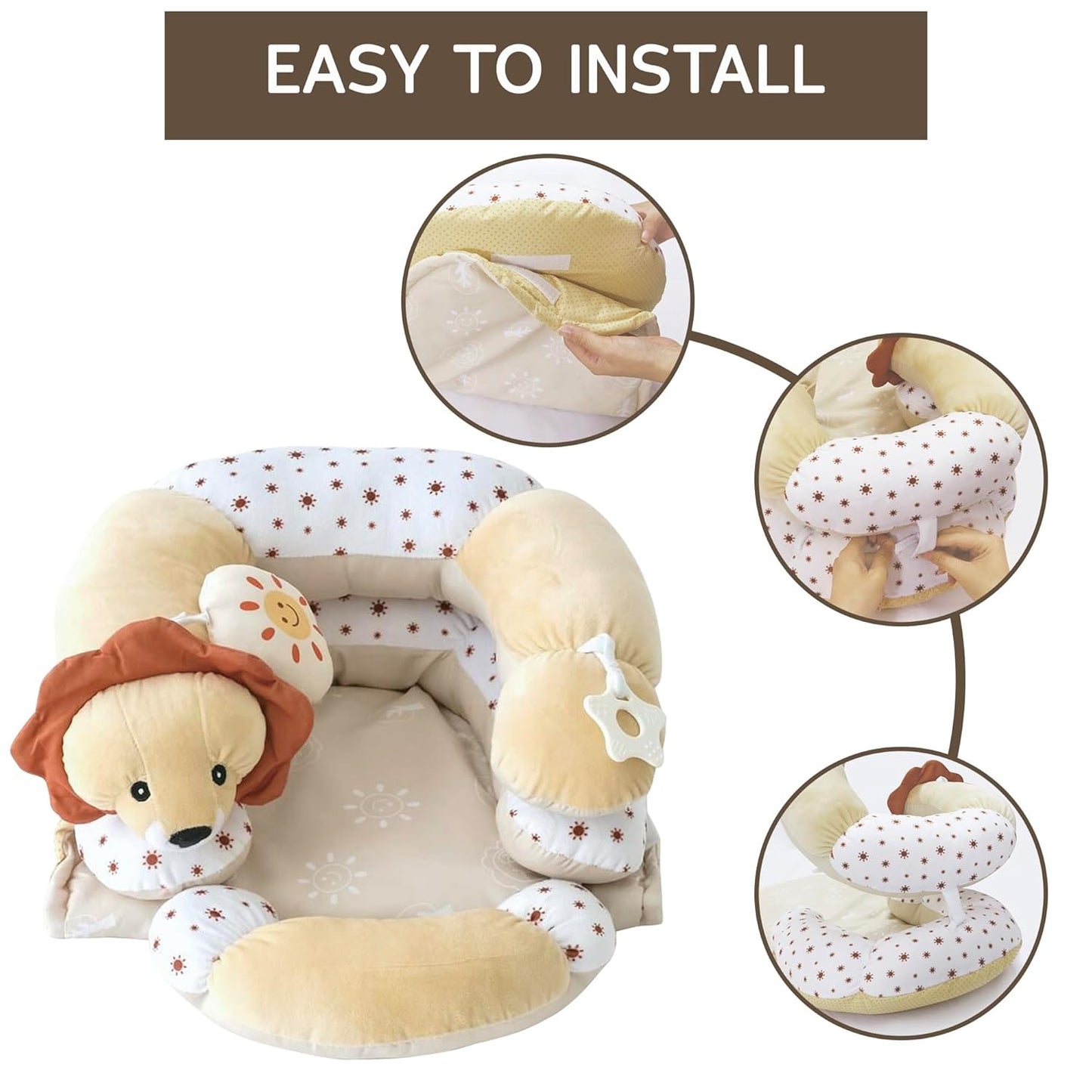Aila+Aiden 2-in-1 Tummy Time Mat & Seated Support - Sensory Toys for Newborns (Sand)