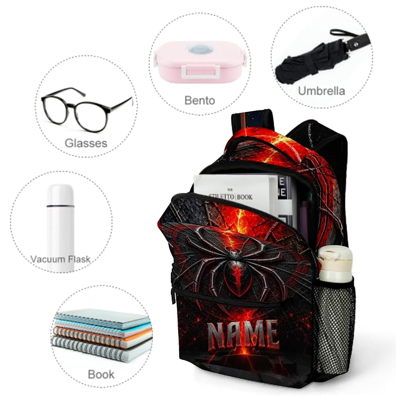 Personalized Spider Backpack with Lunch Box & Water Bottle - Color 01