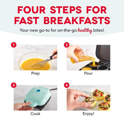 Dash Deluxe Egg Bite Maker - Electric Maker for Healthy Protein Snacks | Quick Cleanup, Space-Saving Design, 4 Servings, Aqua